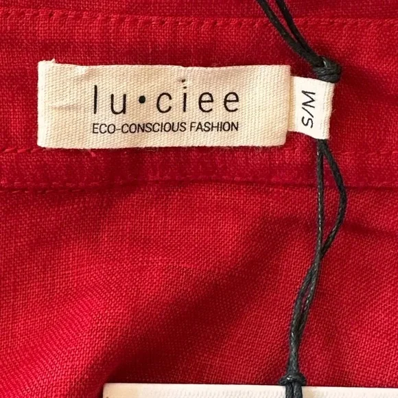 Lu.ciee NWT 2 piece red linen pantsuit sustainable fabric size S/M‎ - Picture 4 of 16